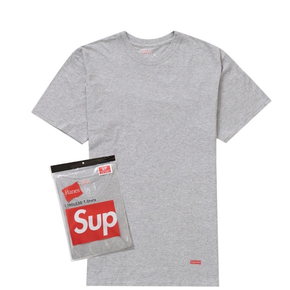 Supreme Hanes Tagless Tees Men’s Size XL 2-Pack Ash Grey Soft T-Shirt Ash Grey